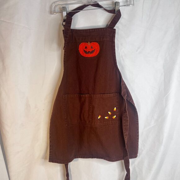Halloween Apron Youth Child Williams Sonoma Cotton Brown Sturdy Pumpkin Cute - Picture 11 of 11